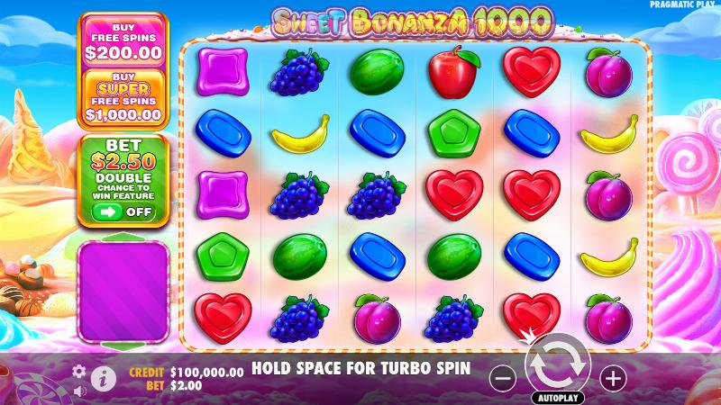 Sweet Bonanza — игровое поле с конфетами и фруктами